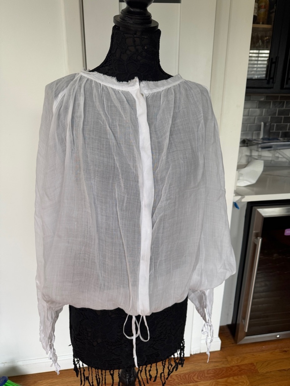 Zara woman’s  oversized button down shirt/jacket drawstring wrists/waste